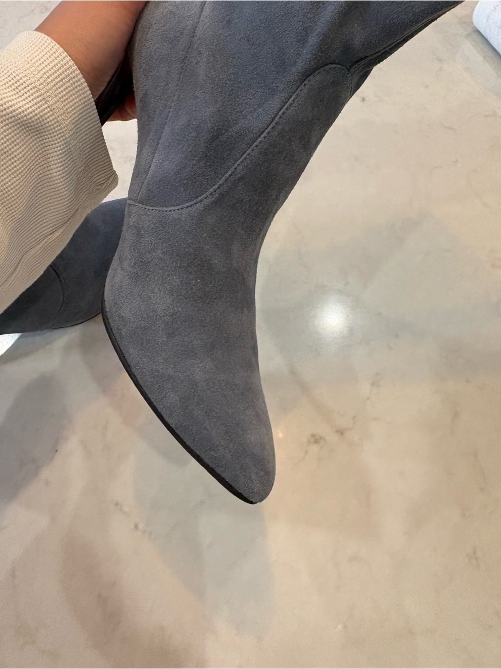 Stuart Weitzman storm blue Suede 4 inch heel Pointed-Toe Ankle sock Bootie 7 - Picture 10 of 16